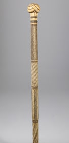Early Whaler Made Turk's Knot Walking Stick, circa 1840s