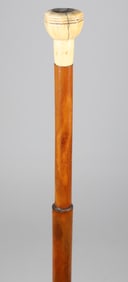 Whaler Made Antique Deacon's Walking Stick, 19th Century