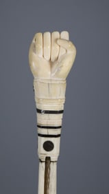 Whaler Made Architectural "Clenched Fist" Walking Stick, 19th Century