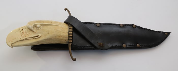 Bowie Knife with Carved Eagle Head Grip, 19th Century