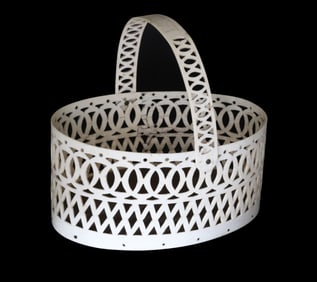 Nantucket Carved and Pierced Whale Bone Ditty Basket, 19th Century