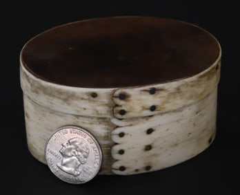 Miniature Oval Whalebone Six Finger Ditty Box, 19th Century