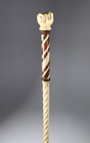 Whaler Made Fist Holding Dowel Walking Stick, mid 19th Century