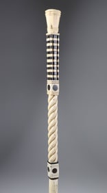Whaler Made Capstan Knob Walking Stick, 19th Century