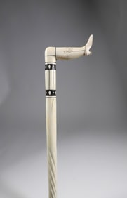 Whaler Made "Naughty Nellie" Antique Narwhal Cane, 19th Century