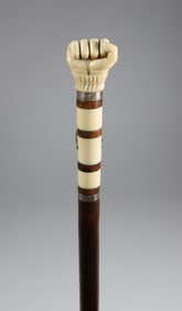 Whaler Made Clenched Fist Walking Stick, circa 1849