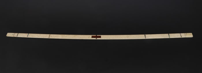 Rare Nantucket Whalebone and Abalone Measuring Stick Belonging to Abigail Butts (1747-1790)