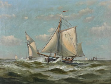 C. Myron Clark Oil on Canvas Maritime Painting