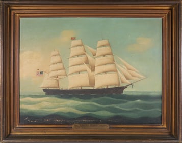 China Trade Oil on Canvas "Portrait of the Ship Golden State"