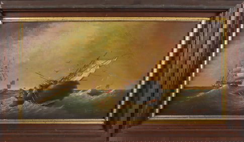 Brian Coole Oil on Panel "Stove Boat Whaling Scene"