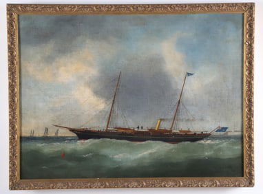 Edward Adam Oil on Canvas "Portrait of an English Steam-Sailer", circa 1889