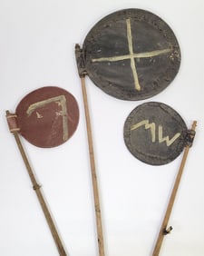 19th C. Sailor Made Oilcloth Whaling Fishing Marker Flags