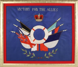 Silk Needlework "Victory For The Allies", circa 1914-1915