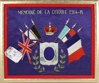 Silk Needlework Commemorating "Memoire de la Guerre", 1914-1915