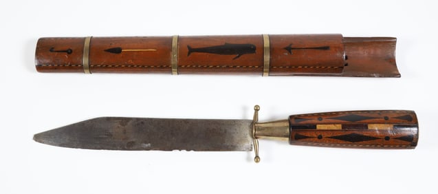 Faroe Islands Wood Knife with Steel Blade and Sheath, 19th Century