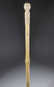 Whaler Made Ball Grip Antique Narwhal Walking Stick, 19th Century