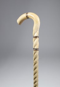 Whale Made C-Grip Handle Cane, mid 19th Century