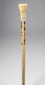 Whaler Made Crown Knot Grip Walking Stick, mid 19th Century