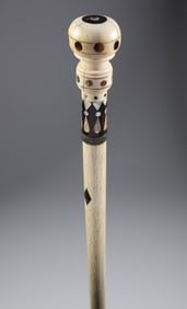 Whaler Made Ball Grip Walking Stick, mid 19th Century
