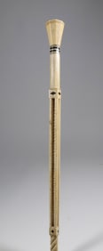 Whaler Made Architectural Capstan Grip Walking Stick, mid 19th Century
