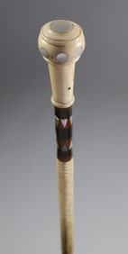 Whaler Made Compressed Ball Walking Stick, 19th Century