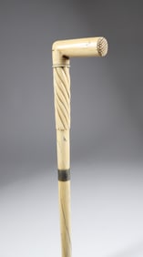 Whaler Made L-Grip Narwhal Cane, early 19th Century