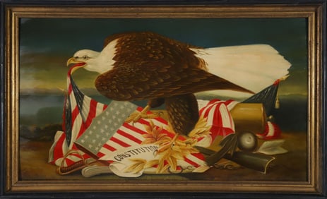 Oil on Wood Panel "Patriotic Eagle Still Life"