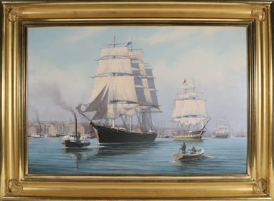 J. Franklin Wright Oil on Canvas "Portrait of the Clipper Ship Flying Fish"