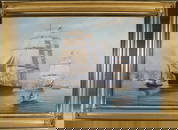 J. Franklin Wright Oil on Canvas "Portrait of the Clipper Ship Flying Fish"