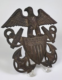 Antique Bronze Federal Eagle and Naval Anchor Door Knocker, circa 1920s