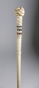 Whaler Made Monkey Fist Walking Stick, mid 19th Century