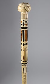 Whaler Made Turk's Knot Grip Walking Stick, mid 19th Century