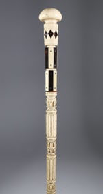 Whaler Made Mushroom Pommel Grip Walking Stick, early 19th Century