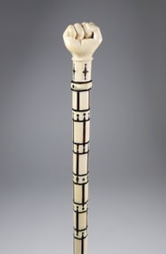 Whale Made Clenched Fist Grip Walking Stick, mid 19th Century