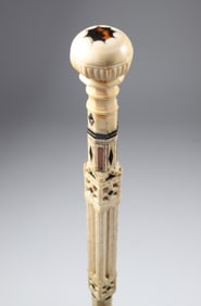 Whaler Made Architectural Walking Stick, mid 19th Century