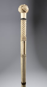 Whaler Made Turks Head Knot Grip Walking Stick, 19th Century
