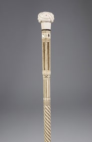Whaler Made Turk's Head Knob Grip Architectural Walking Stick, mid 19th Century