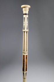 Whaler Made Crown Pommel Architectural Walking Stick, mid 19th Century