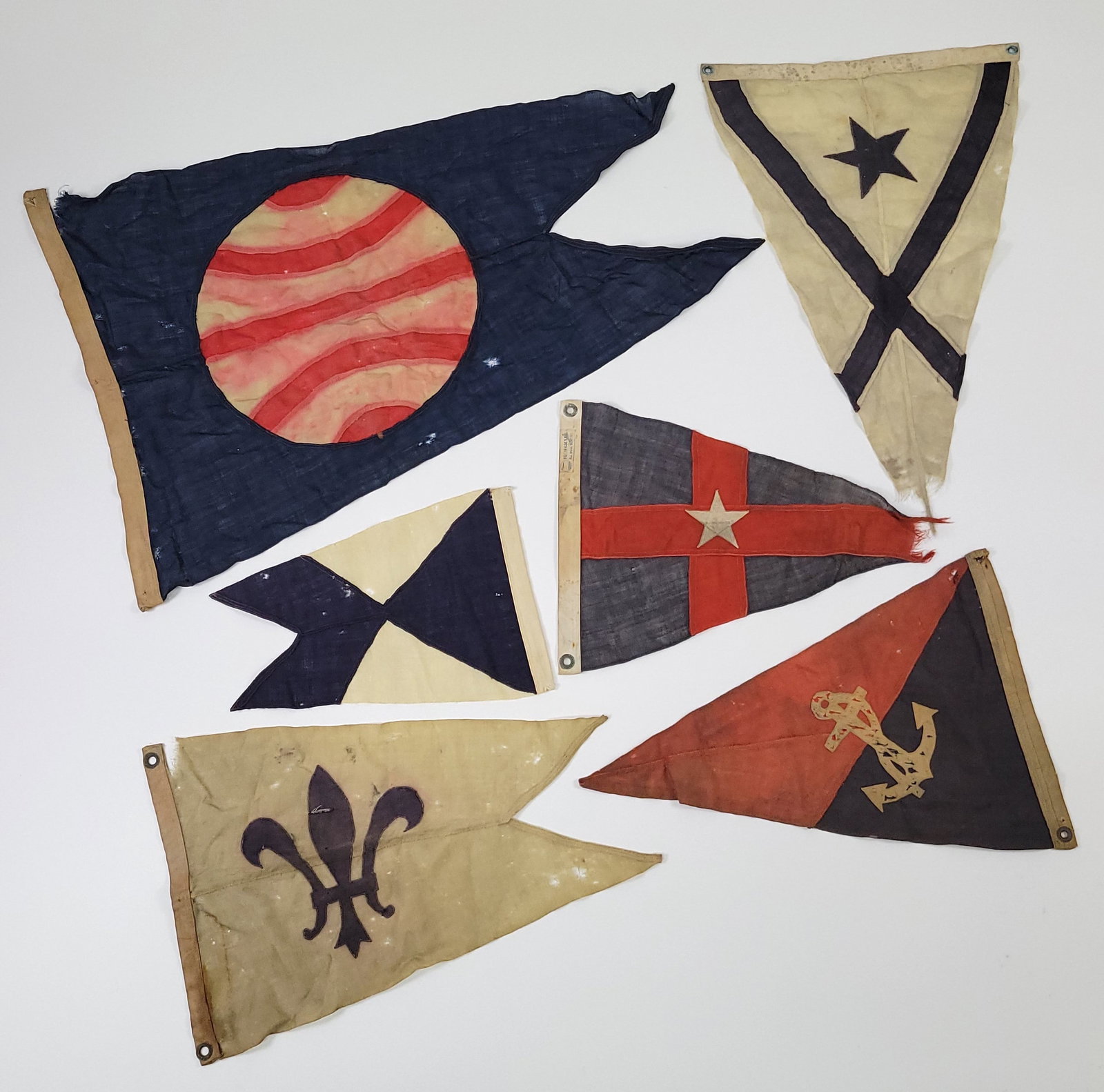 Six Vintage 1930s Yacht Club Burgee Flag Pennants (1 of 7)