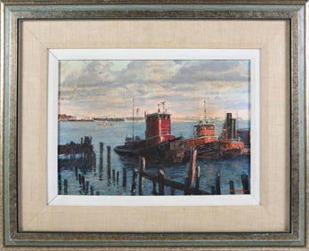 Cheslie D'Andrea Oil on Board "Gloucester Harbor"