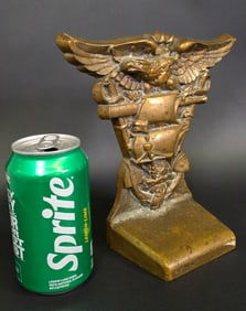 Antique American Solid Brass Naval Maritime Doorstop, circa 1920s