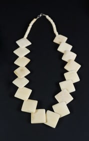 Vintage Bone Cube and Bead Necklace
