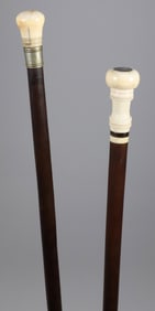 Two Whaler Made Walking Sticks, mid 19th Century