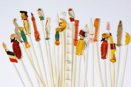 Wood Cased Set of Polychromed Jack Straws, 19th Century