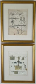 Two Antique Naval Maritime Colored Lithographs, "Bending the Foresail", and, "Splicing"