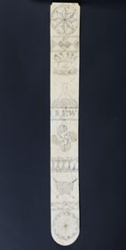 Whaler Made Scrimshaw Whalebone Busk, 19th Century