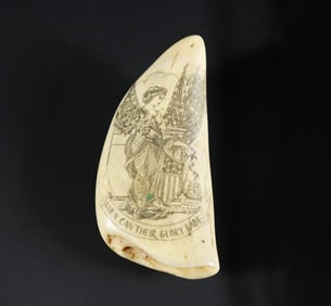 Antique Scrimshaw Sperm Whale Tooth "Lady Liberty"