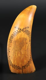 Scrimshaw Sperm Whale Tooth, 19th Century