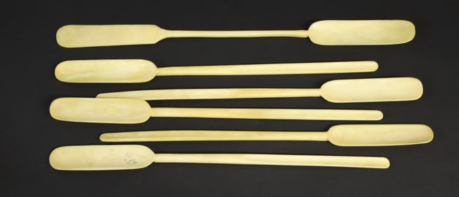 Set of Six Carved Marrow Spoons, 18th / 19th Century