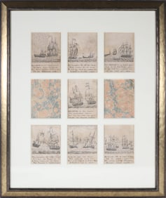 Matted and Framed Nine Clipper Ship Vignettes